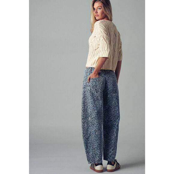 Urban Daizy Leopard Print Relaxed Straight Denim Pants - Picture 13 of 15